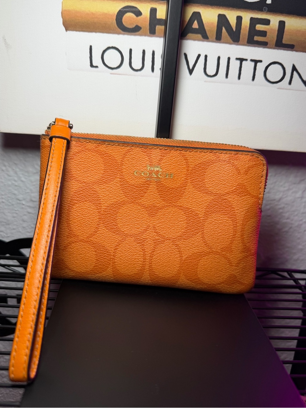 COACH Signature Orange Leather Wristlet - Great for Fall!!